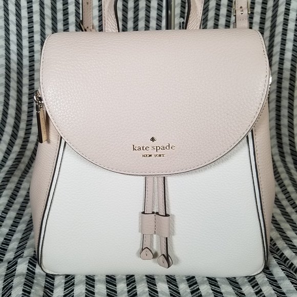 Kate Spade Leila Warm Beige White Backpack Medium - Picture 4 of 11